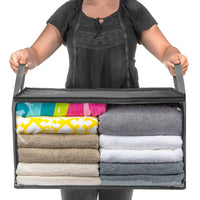 Non-Woven Quilt Clothes Organizing Storage Box with Lids_5